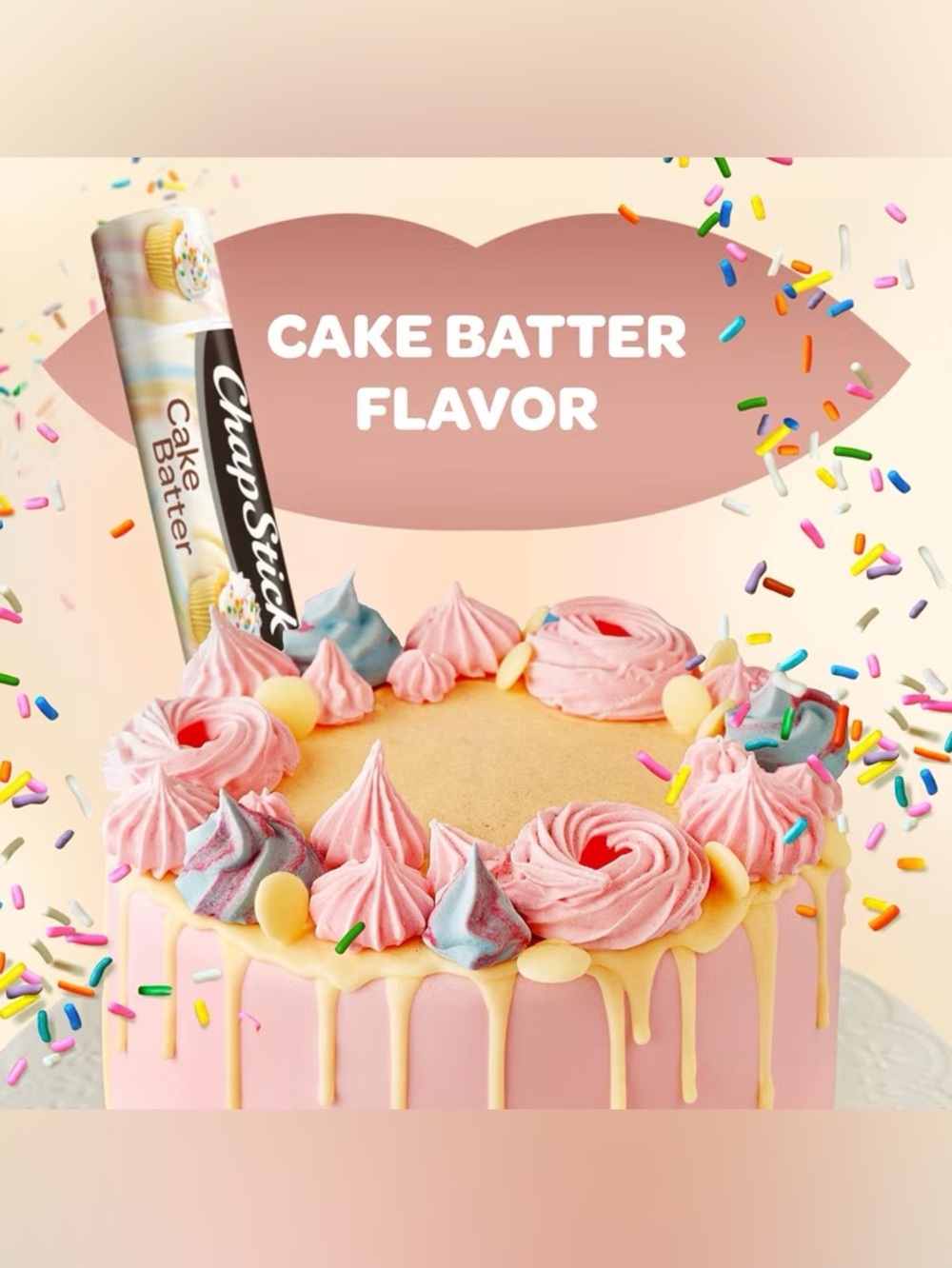 Set of 4 ChapStick Cake Batter Limited Edition Flavored Lip Balm Tubes